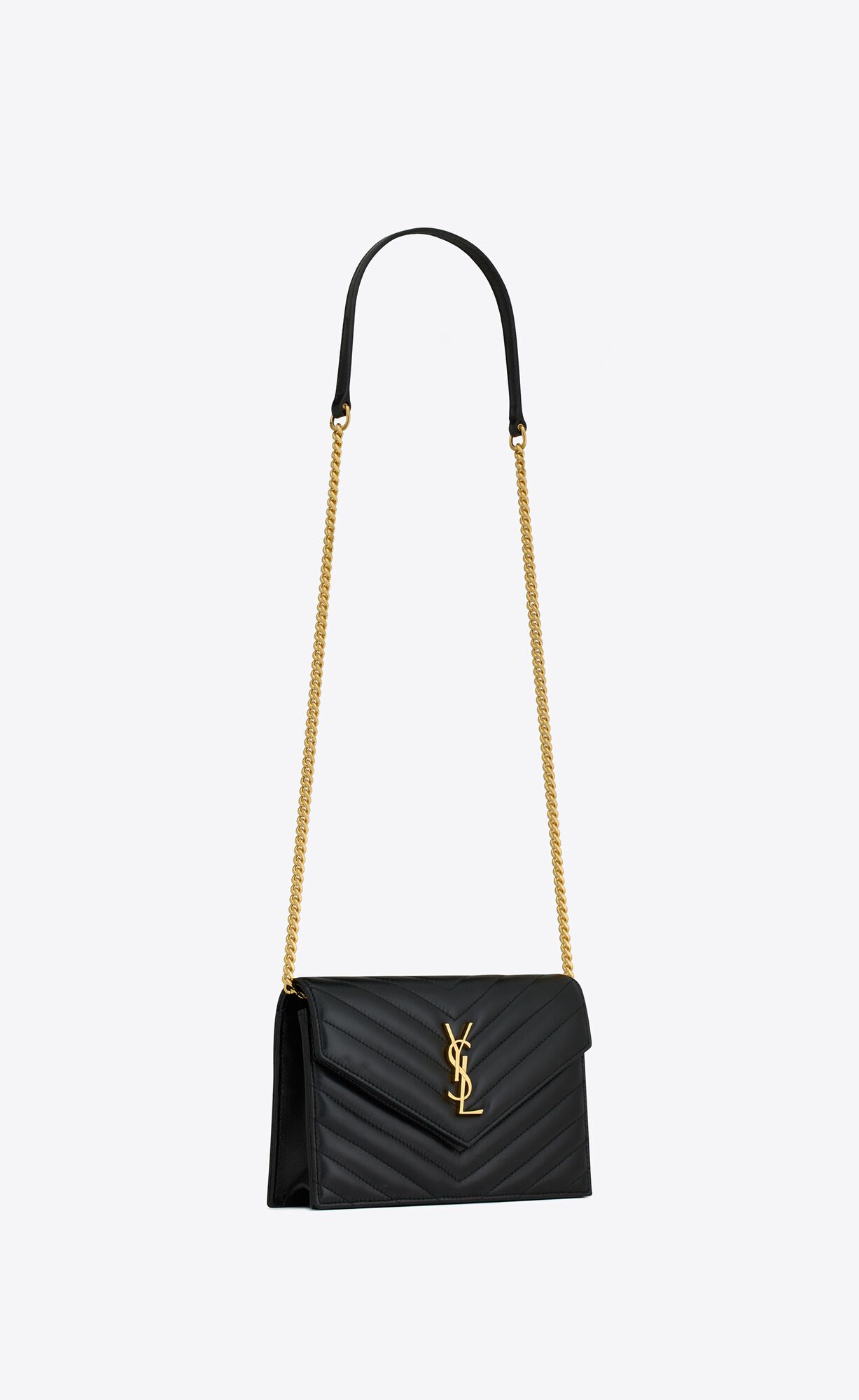 全新未使用 YSL/圣罗兰 CASSANDRE ENVELOPE羊皮革信封链条钱包
