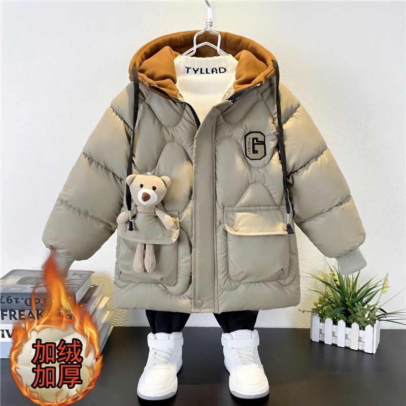 男童冬装棉衣2023新款儿童时髦加厚中长款棉服酷帅男孩棉袄潮