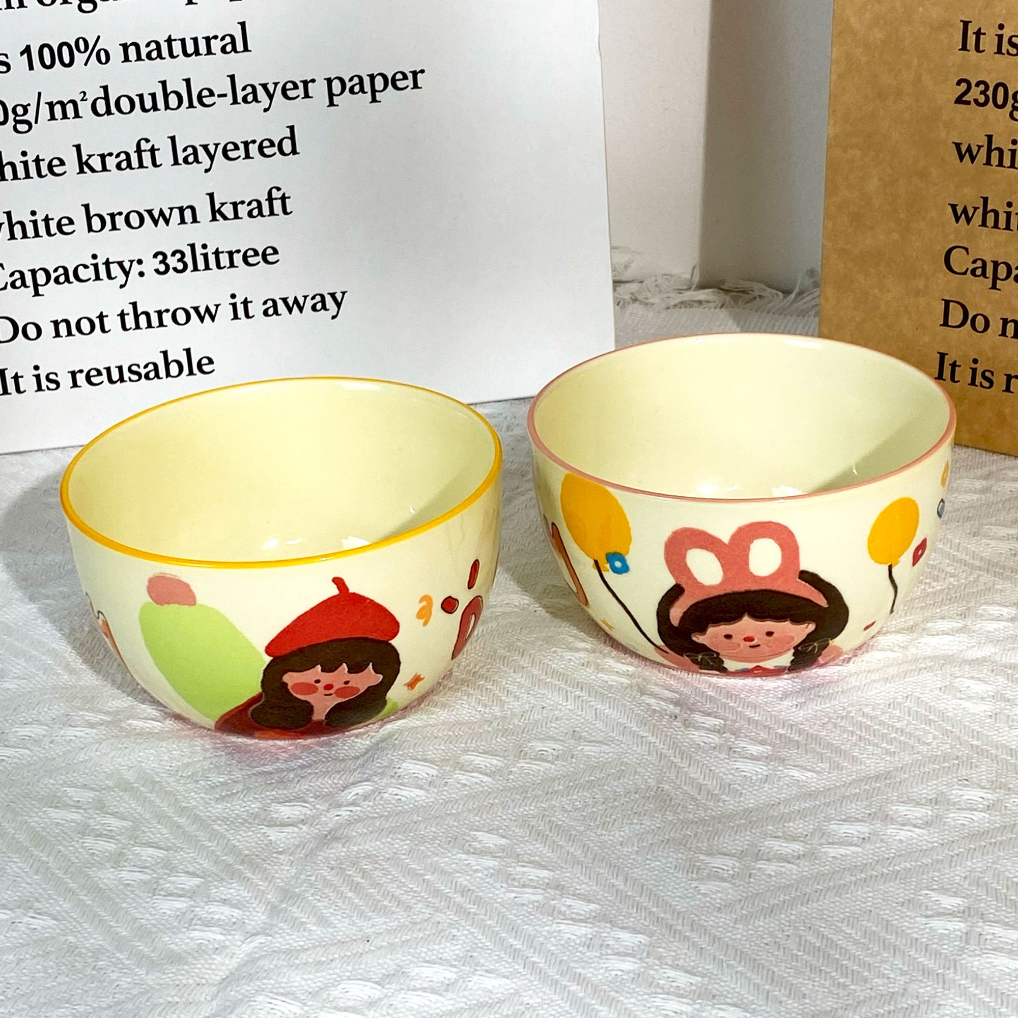 【家有儿女】陶瓷饭碗1个/2个装家用可爱碗餐具个人专用米饭碗颜值