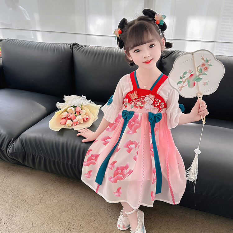 汉服女童2025新款儿童古风超仙连衣裙夏款女孩公主裙洋气唐装夏季