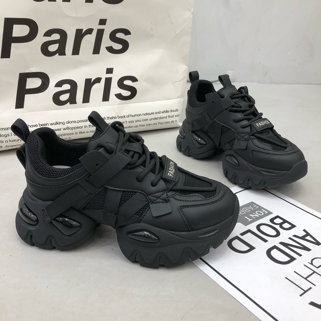红蜻蜓牌真皮厚底老爹鞋女ins潮2023秋季新款网面透气百搭增高休