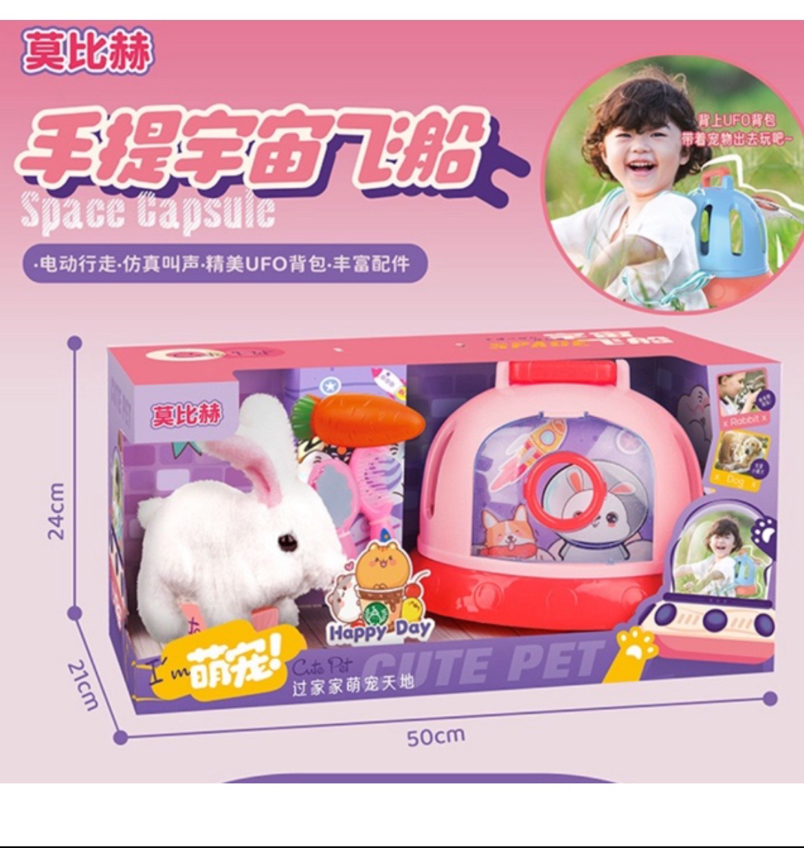 电动毛绒兔子房子礼盒包装