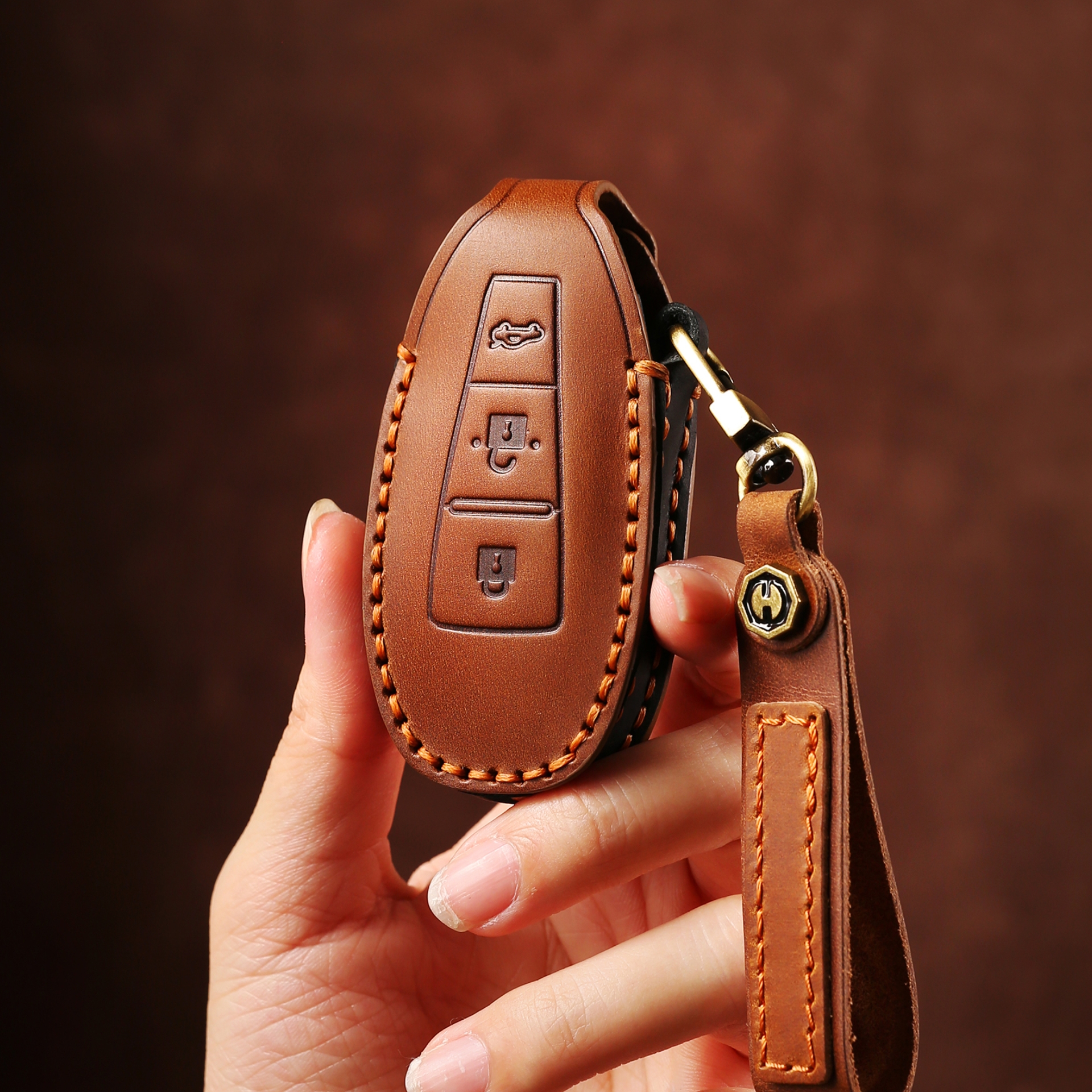 头层牛皮铃木五十铃克莱斯勒双龙思皓汽车钥匙套手工高端包扣壳真