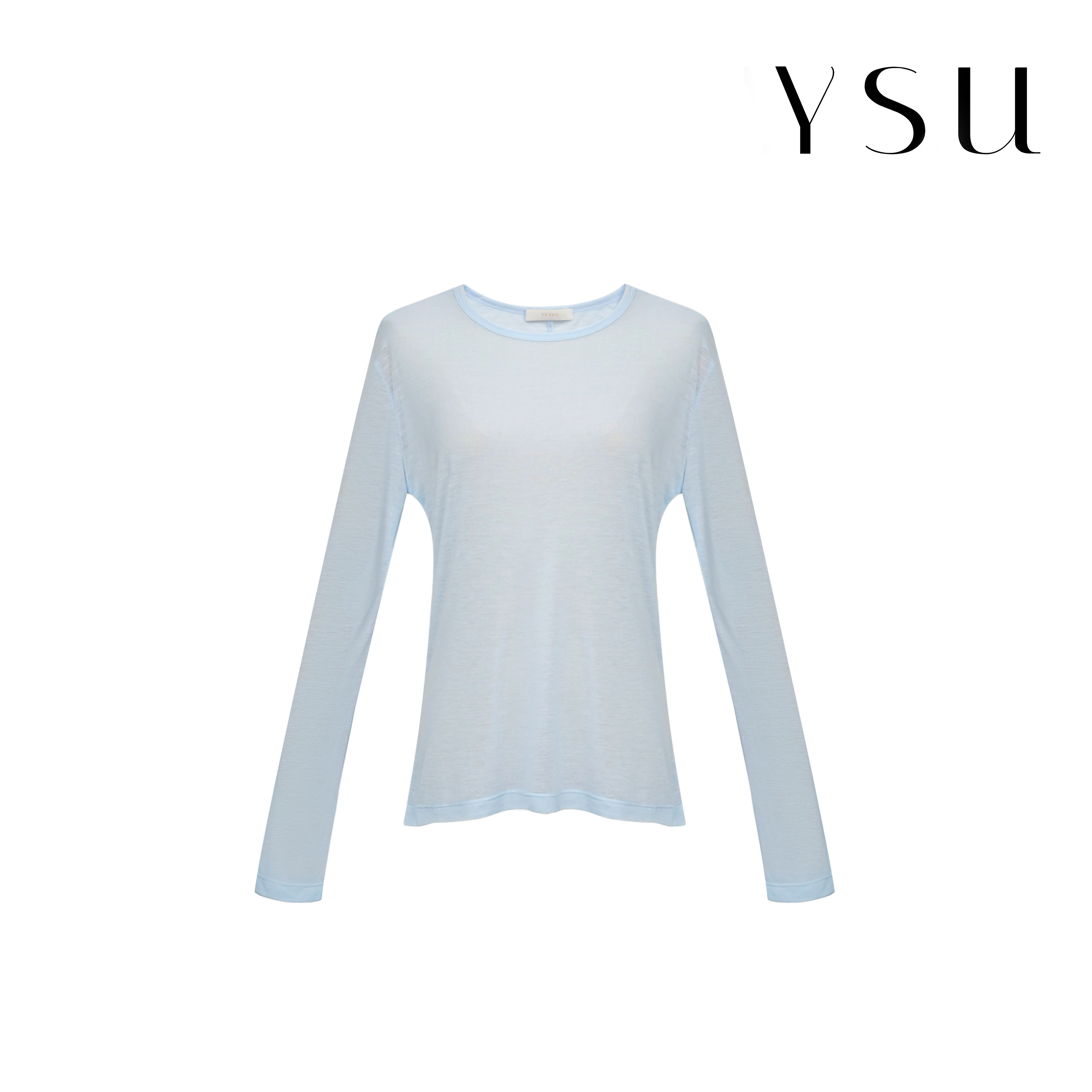 YSU【余书】圆领简约纯色显瘦舒适百搭休闲薄款长袖打底衫女TS5113N