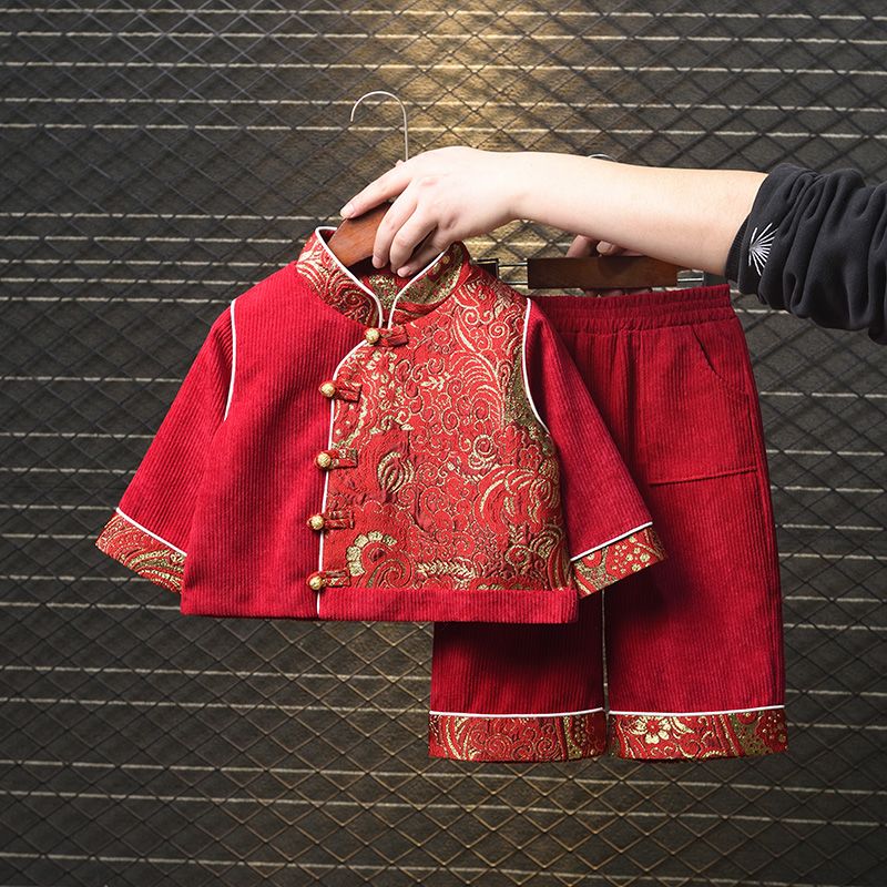 儿童汉服秋冬季男女童拜年服唐装过年衣服宝宝周岁礼服中国风套装