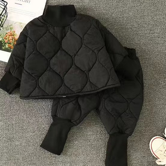 儿童棉衣套装新款韩版夹棉衣外套裤子男女童冬装宝宝棉服两件套