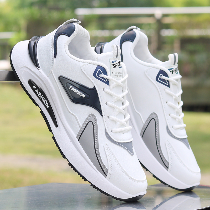 秋季男鞋皮面防水旅游鞋子失序混搭潮流百搭休闲鞋防滑耐磨运动鞋