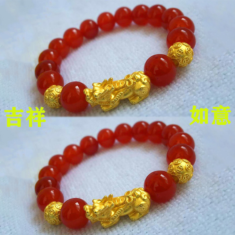 复古百搭新款镀金色貔貅手链女士手串时尚个性简约佛珠饰品送妈妈