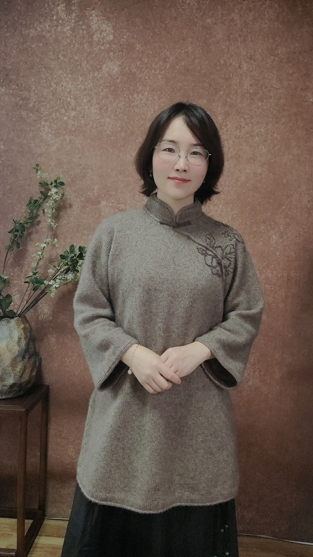 梧桐细雨编织 《露华浓》中式上衣材料包（不含绣花线非成品）