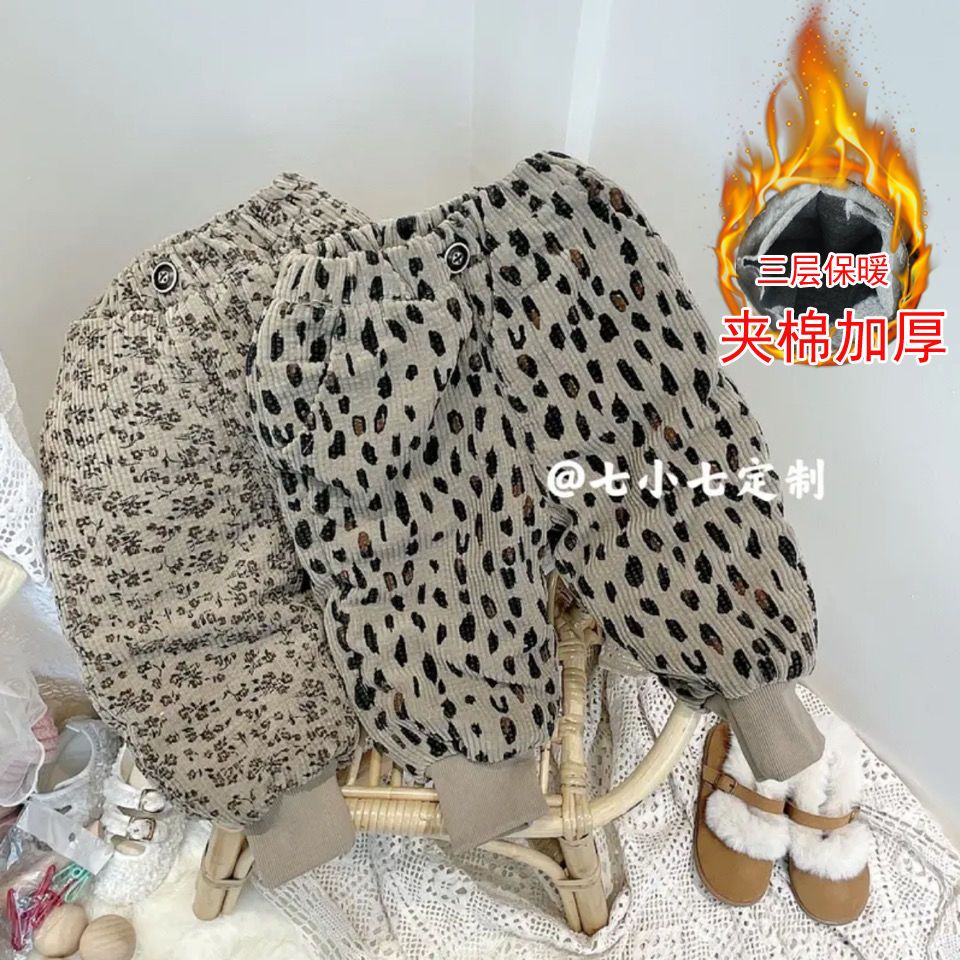Xng儿童加棉加厚冬款裤子2023新款男女宝宝时尚洋气棉裤冬季加绒