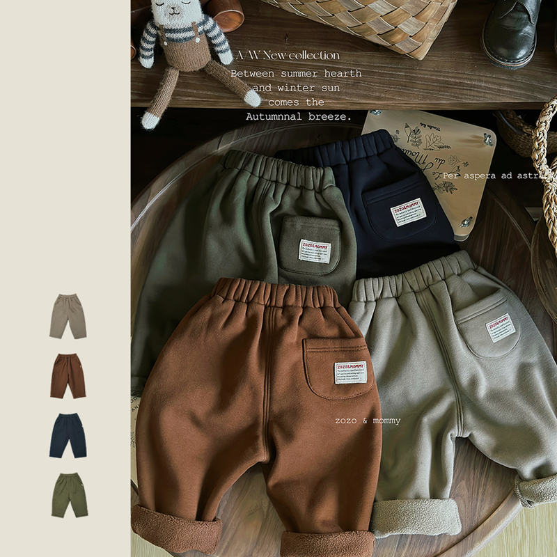 Xng婴幼童暖绒韩系小标舒适发热奥粒绒长裤冬季婴幼童男女宝宝休