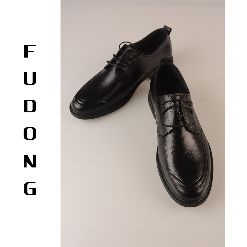 手工真皮皮鞋男士时尚百搭黑色透气商务尖头系带
