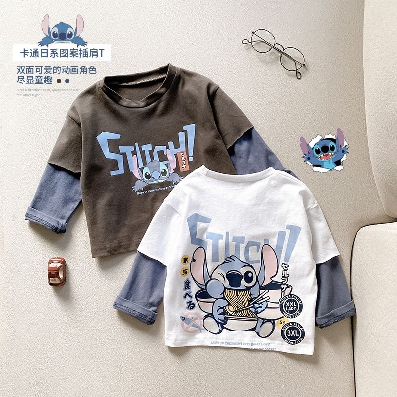 【小扬哥推荐】2024春秋装男童卡通长袖假两件T恤儿童宝宝韩版洋气