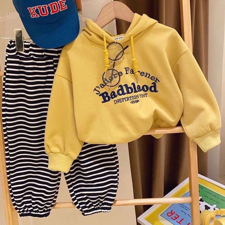 【特价清仓】男女童套装连帽拼接袖卫衣宝宝2024春装新款儿童韩版