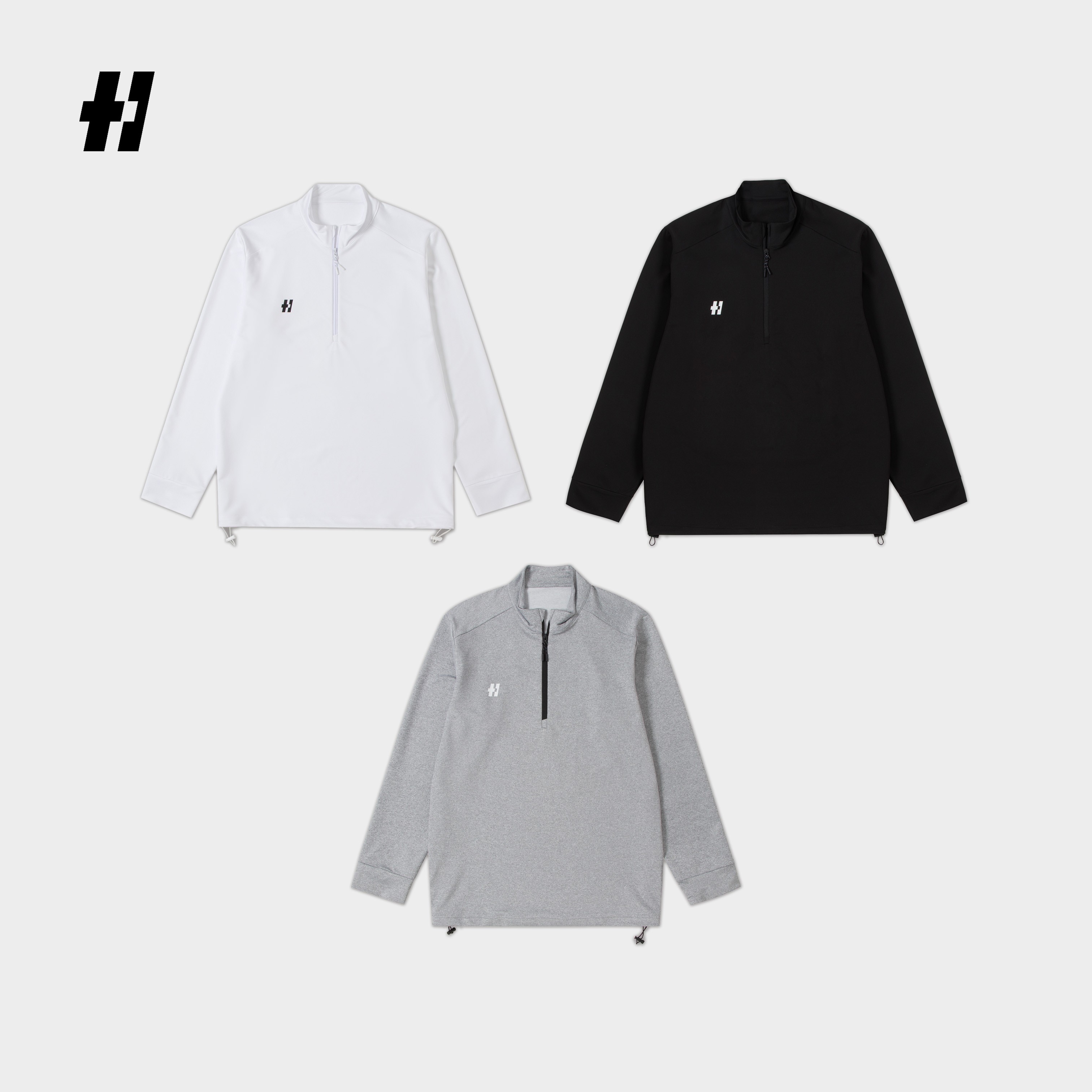 HOPEBETTER 舒适保暖纯色简约运动长袖半拉链基础款成人上衣