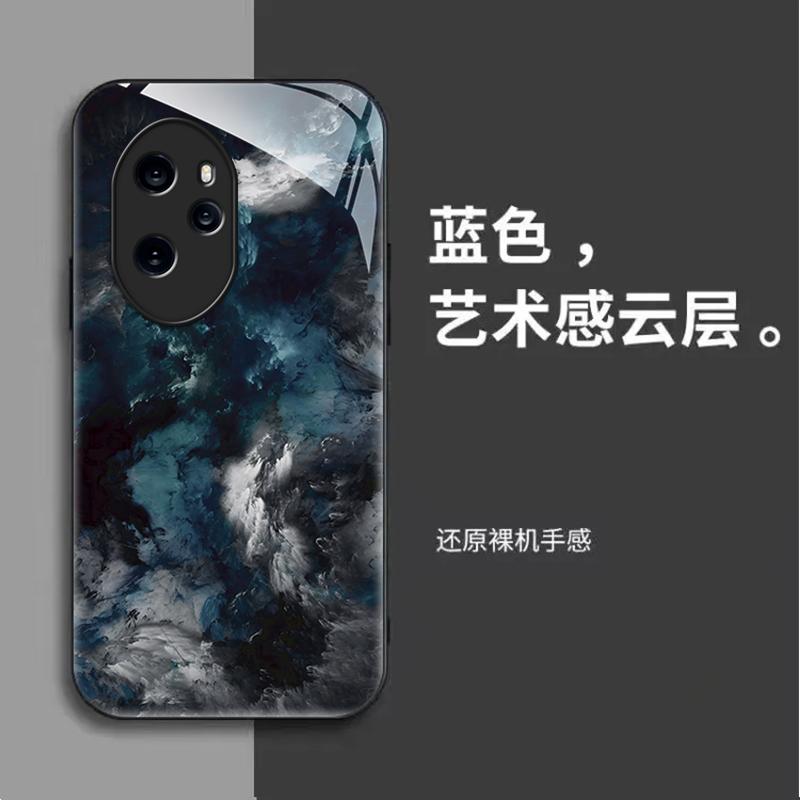 荣耀100pro手机壳HONOR100PRO艺术云层玻璃防摔保护套简约创意复