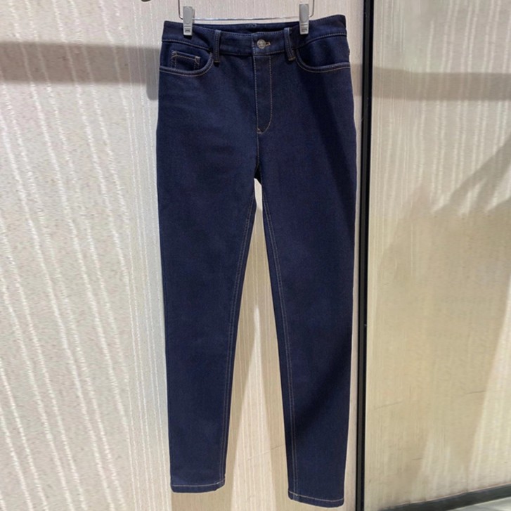 【商场同款】女装2024年秋冬季小个子高腰显瘦蓝色弹力九分牛仔裤子