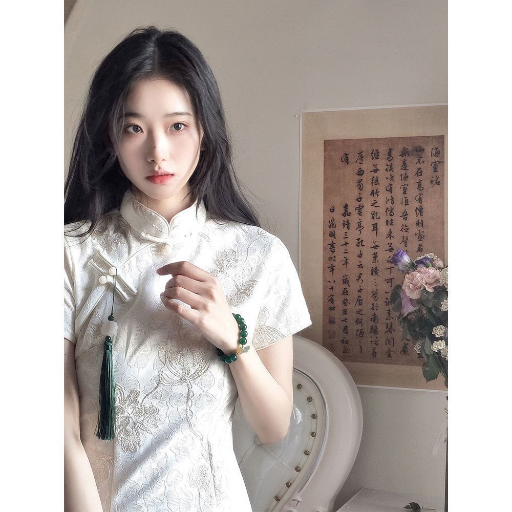 旗袍年轻款2023年新款少女夏季改良连衣裙日常蕾丝国风纯欲风长款