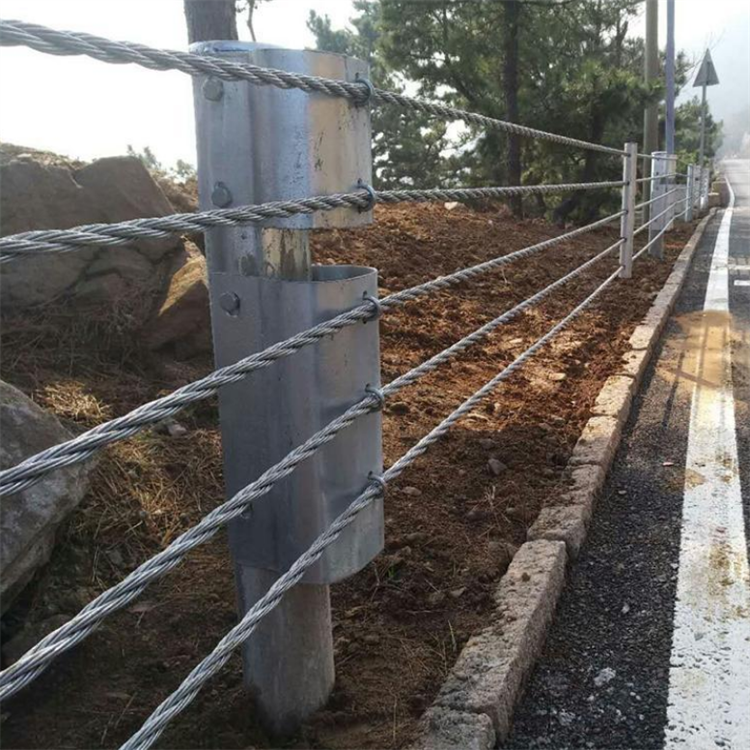 厂家直售绳索护栏公路防护围栏钢丝绳护栏网防撞护栏