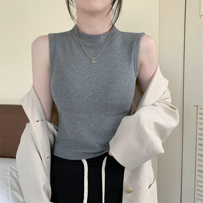 秋冬季新款韩版磨毛加厚保暖无袖背心百搭修身显瘦打底上衣女