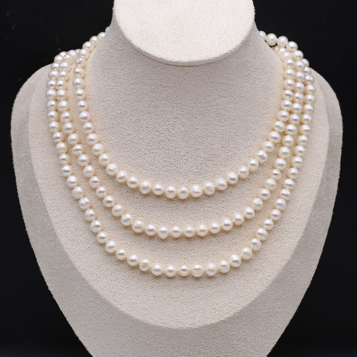 天然淡水珍珠白色6-7mm珍珠毛衣链百搭多层时尚