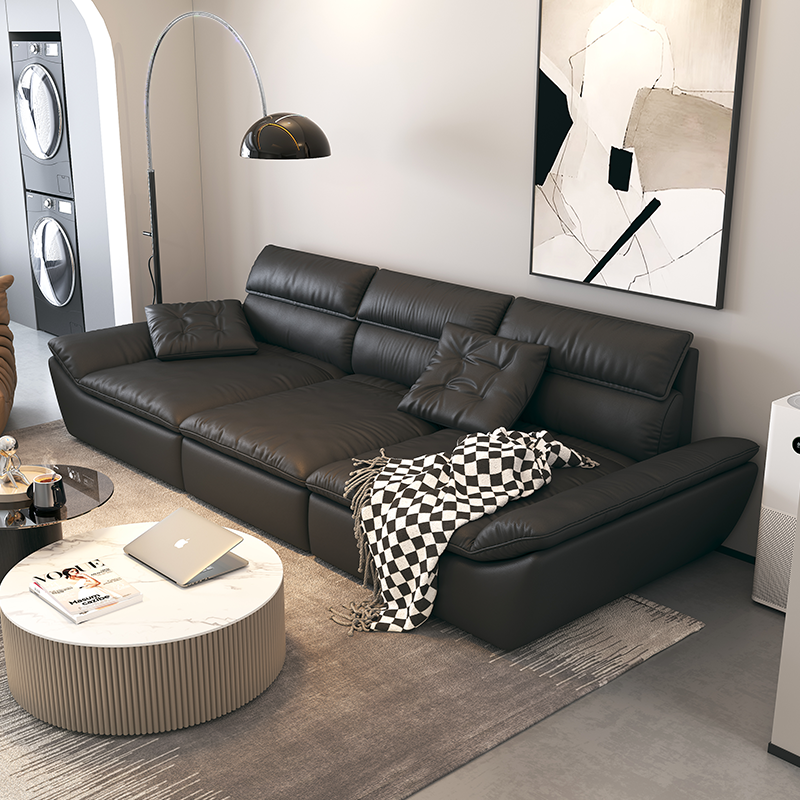 帆船功能沙发黑色意式极简超宽座深客厅家用大小户型可调节直排