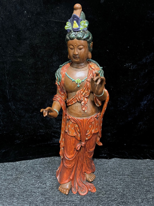 陶瓷工艺品观音菩萨手工彩绘菩萨像中式