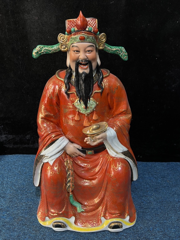 陶瓷雕塑神像描金手工