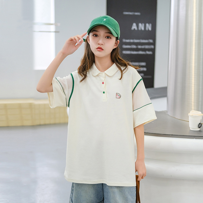 女童短袖T恤夏季2024新款中大童上衣女孩polo衫夏装洋气时髦宽松
