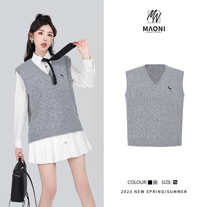 毛妮Peshe【减龄马甲】2023秋冬新品学院风小清新百搭针织上衣D8440