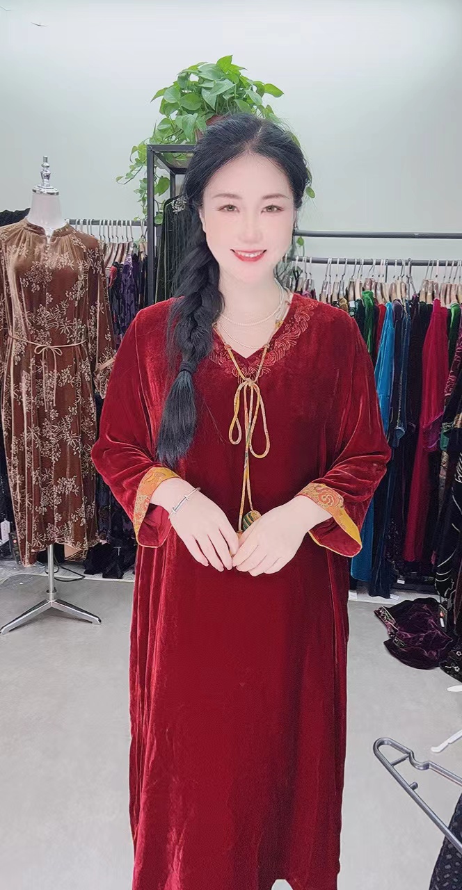 中老年桑蚕丝CD065大码连衣裙女装时尚