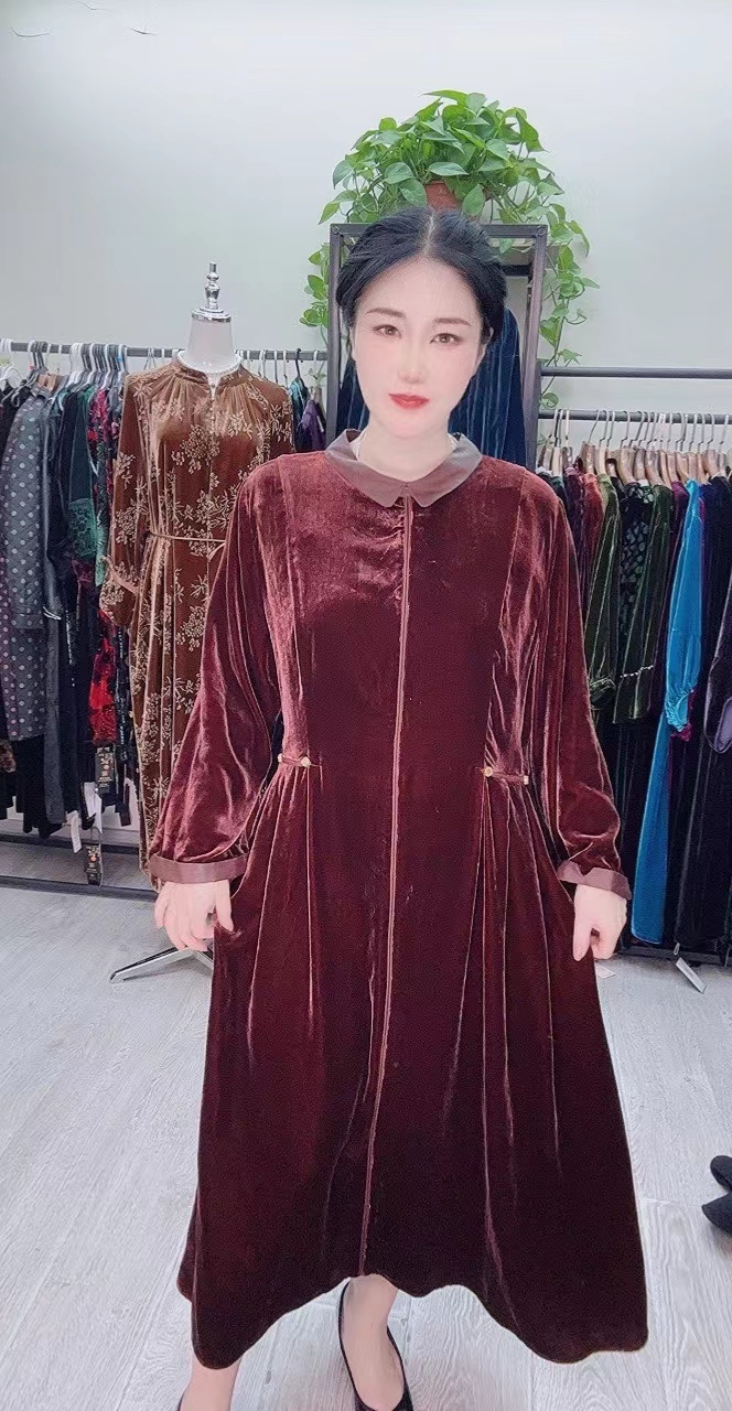 中老年桑蚕丝8032连衣裙大码女装时尚