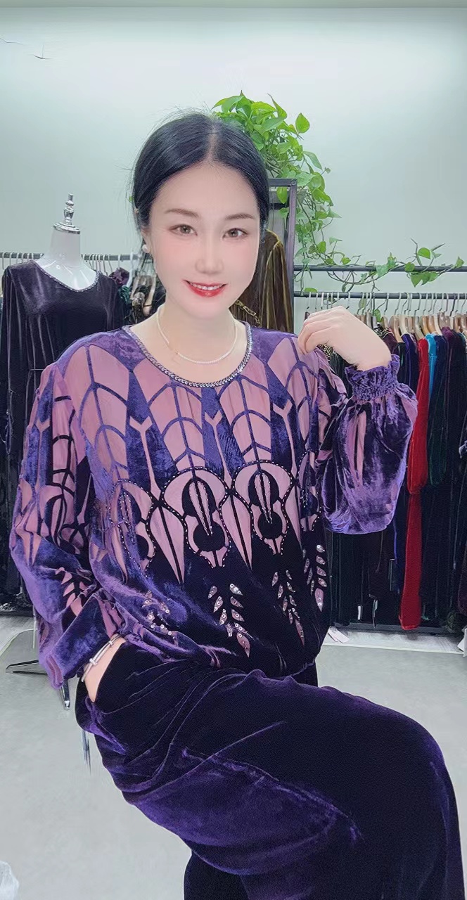 中老年桑蚕丝CD2339上衣大码时尚妈妈装