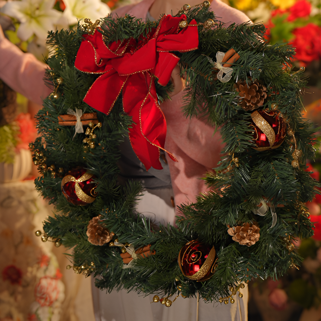 1号圣诞花环 商用 家用 仿真花环 出口型 爆款 花环
