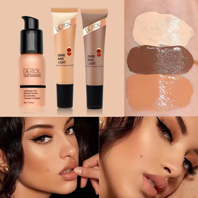 DEROL粉底调和液调色修正液小麦色调深浅白色美黑黄黑皮提亮调节