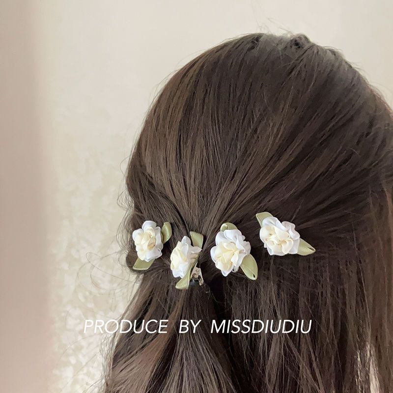 甜美超仙茉莉花发夹边夹森系气质优雅少女夹子头饰发卡碎发刘海夹