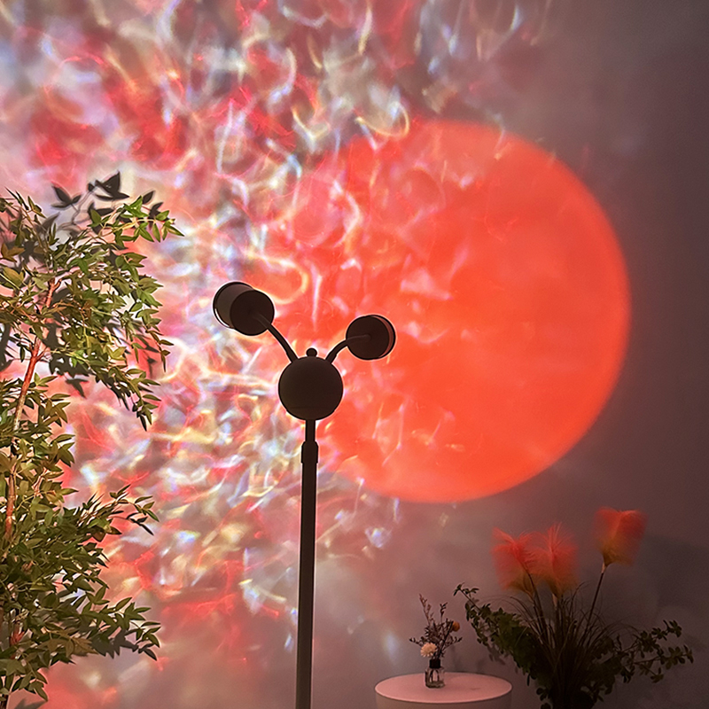 2025新双头水波纹灯氛围灯高亮落地网红日落直播间背景夕阳落日灯