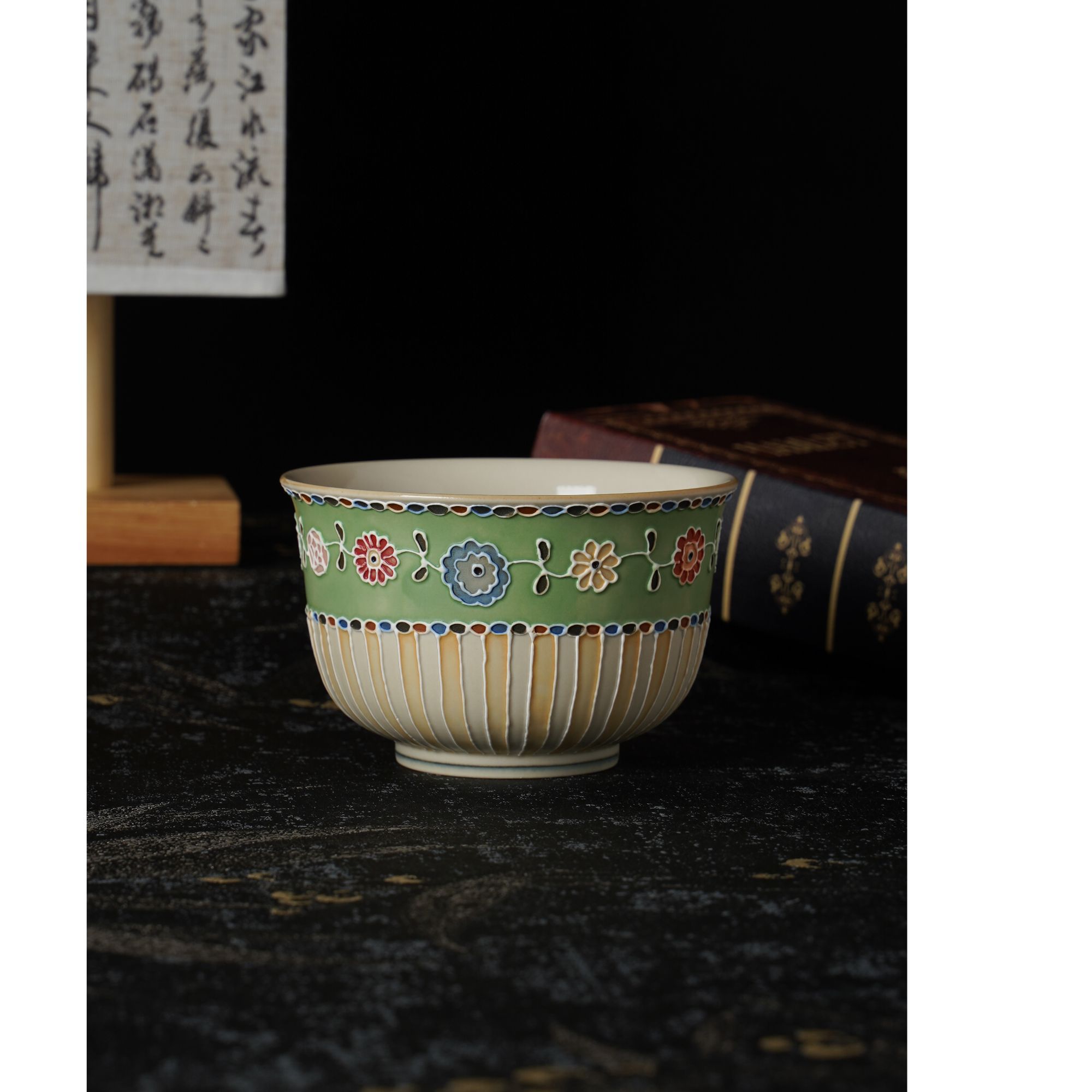 上禾 | 绿调小花彩泥条米饭碗