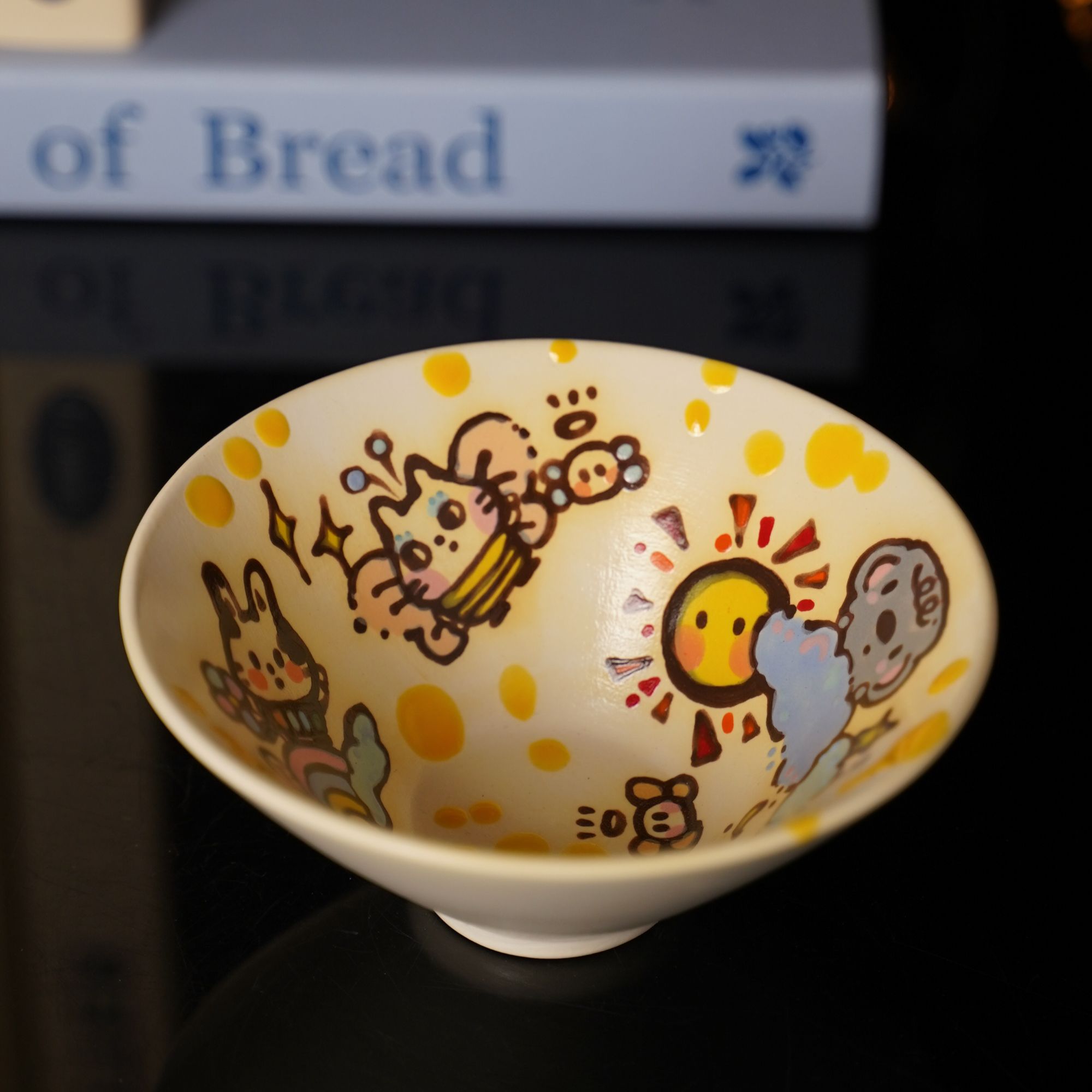 深野 | 太阳下的蝴蝶猫咪内绘米饭碗