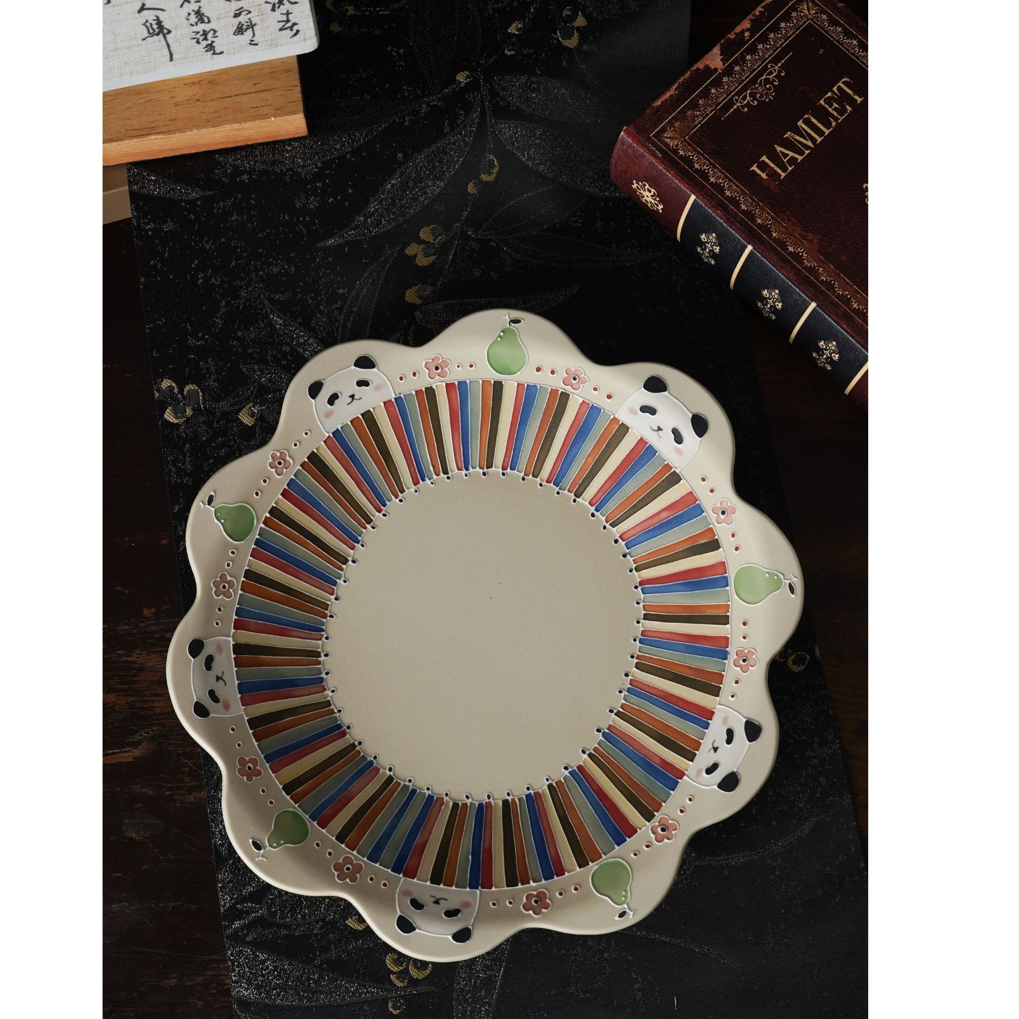 上禾 | 花边熊猫梨彩虹条大圆盘