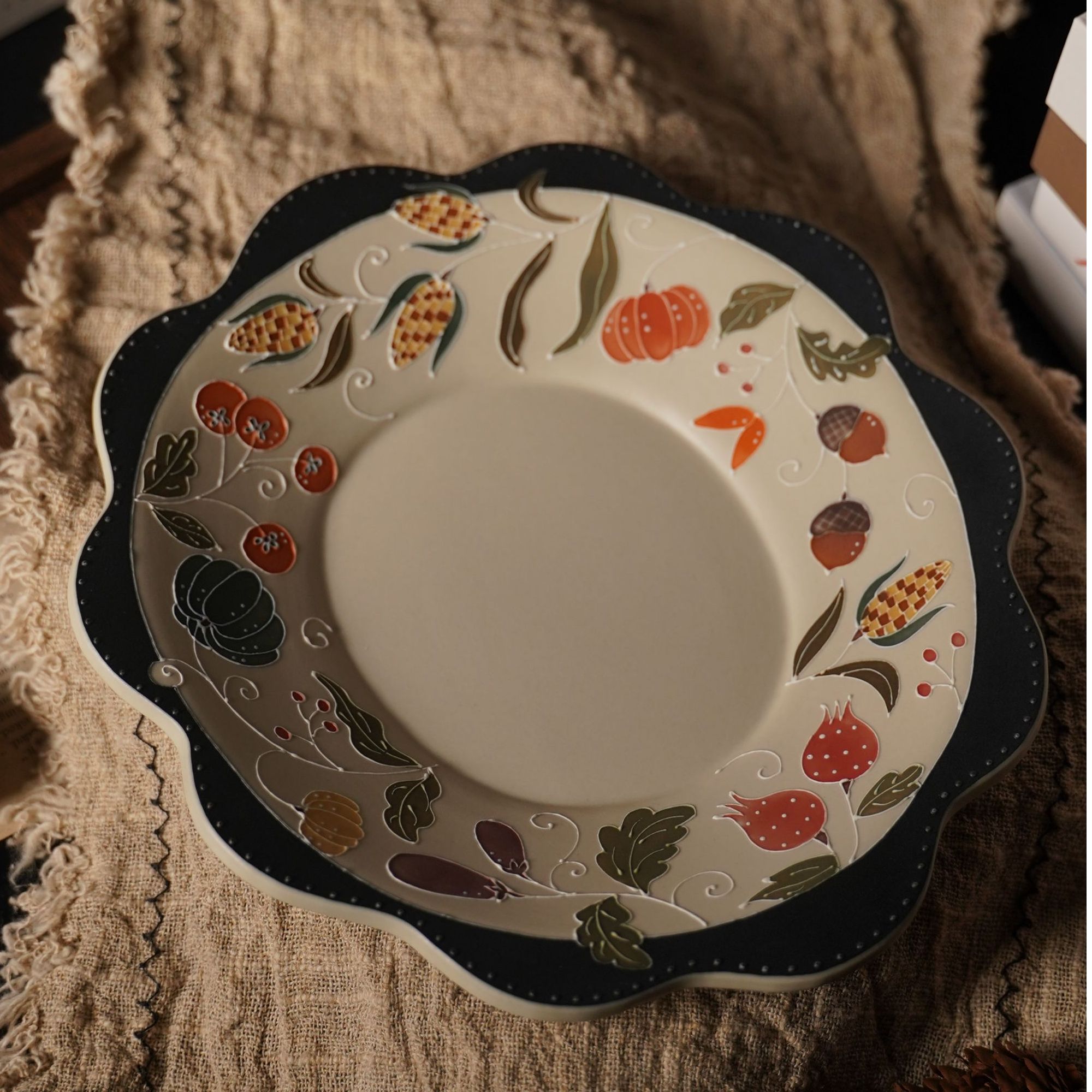  上禾 | 蔬菜瓜果系列黑色花边圆盘