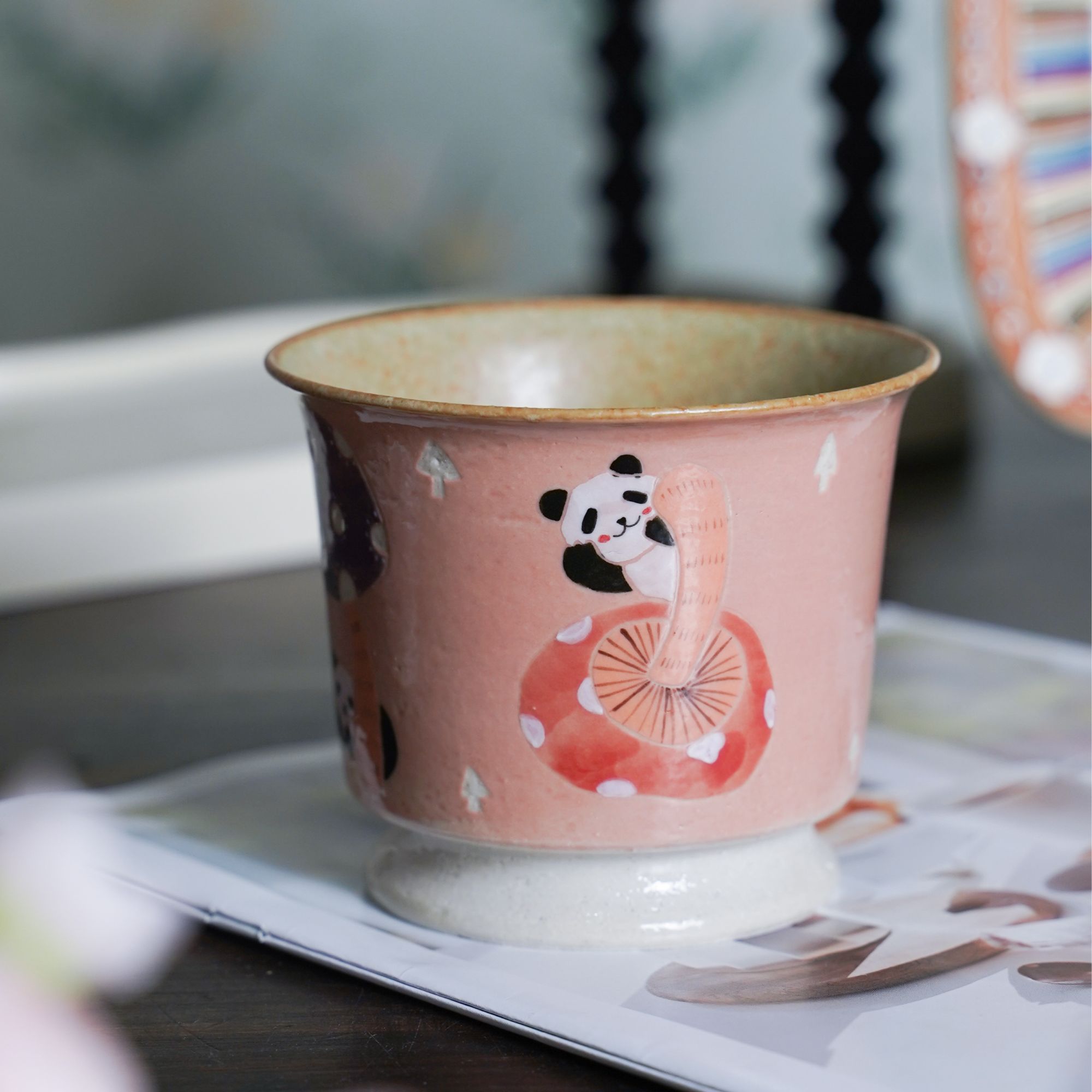 上禾 | 粉色熊猫蘑菇手握杯