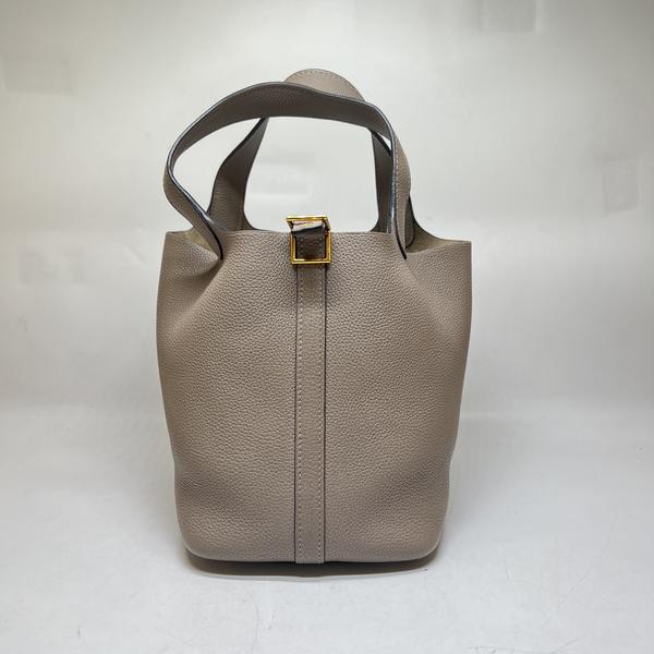 95新 Hermes/爱马仕 范大范 菜篮子18斑鸠灰金扣/3468 3104