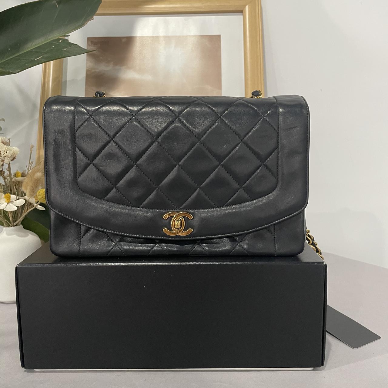 95新 Chanel/香奈儿 范大范 中古黑金戴妃包/7681 4152