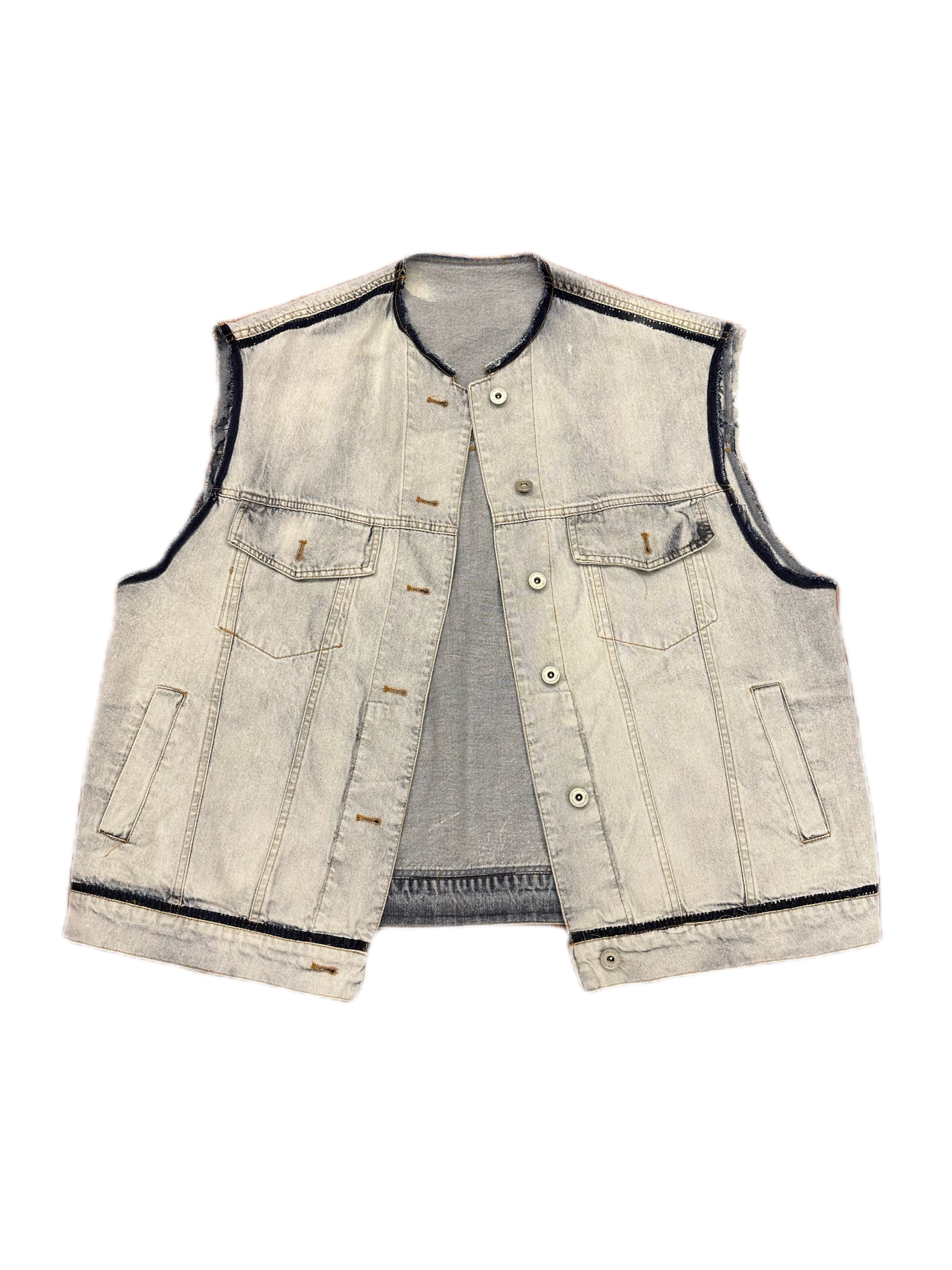 时尚精品春季女装毛边牛仔马甲