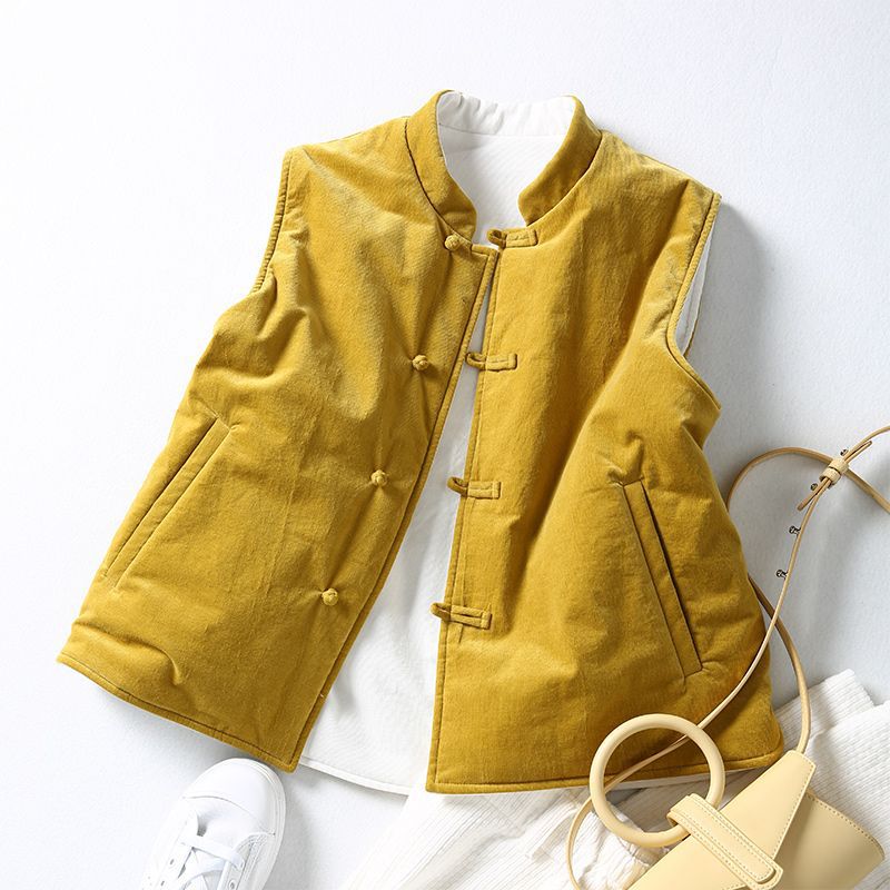 双面穿细条灯芯绒加厚保暖仿丝棉无袖马甲小外套女内穿外塔坎肩女