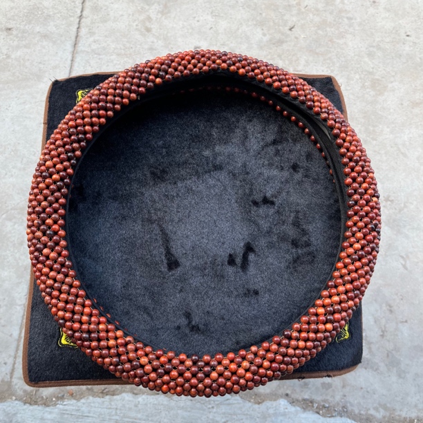 缅甸花梨木汽车方向盘套天然原木编制把件