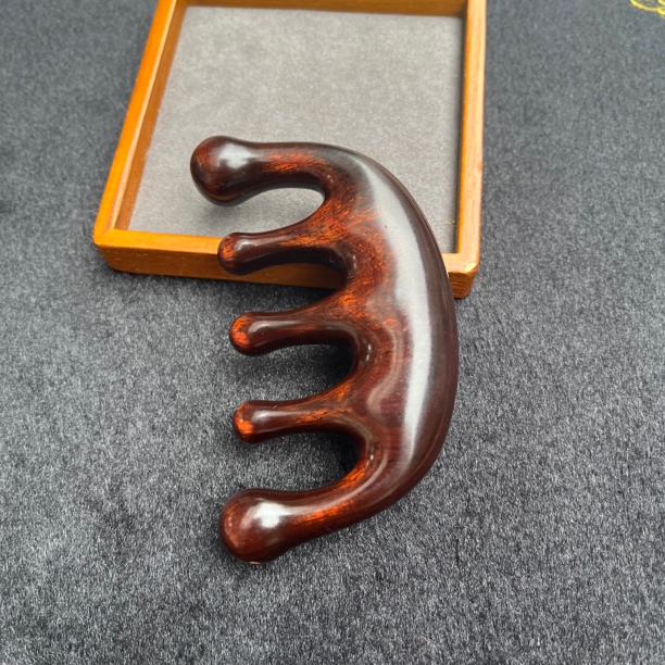 【限量福利】染料紫檀五指梳五齿梳子天然原木整木