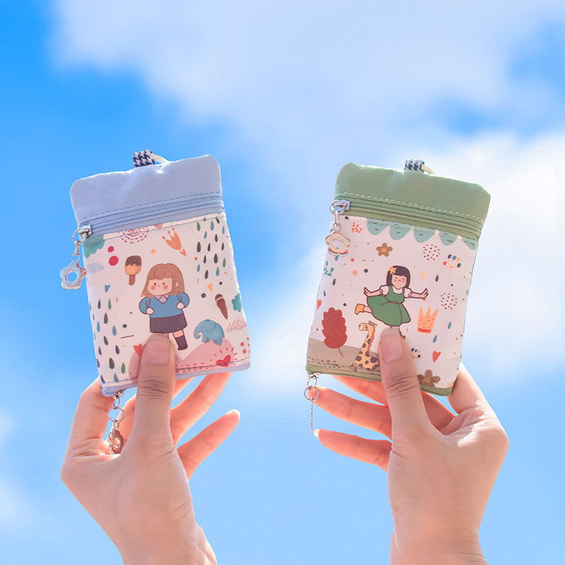 家门钥匙包抽拉式2025可爱布艺双层锁匙袋上下班汽车钥匙保护套