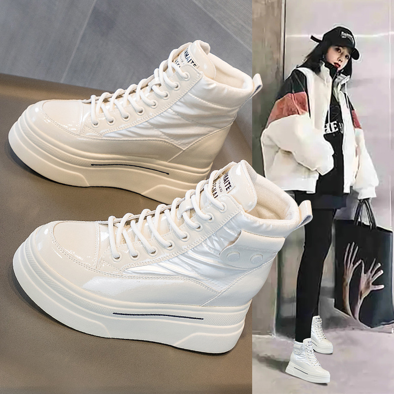 红蜻蜓牌红2023冬季新款内增高保暖短靴女休闲女鞋子厚毛棉鞋雪加